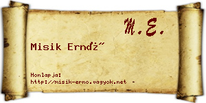 Misik Ernő névjegykártya